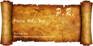 Pere Réka névjegykártya