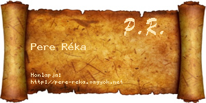 Pere Réka névjegykártya